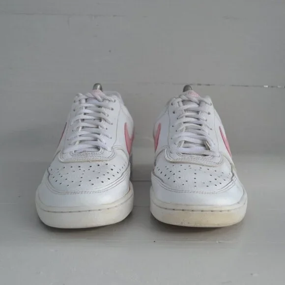 Nike Pink White Sneakers Women's 9 Court Vision Low Top Shoes CD5434-110 - Picture 3 of 10